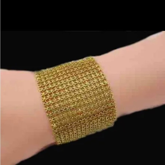 Jewelry - 15ROW wide 14k yellow gold plated full bracelet NWT